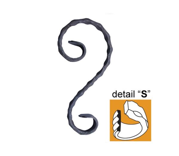S Schnörkel Asymmetrisch Zaun Zaunschnörkel Schmiedeeisen 220x100/60, P/030-12x6mm